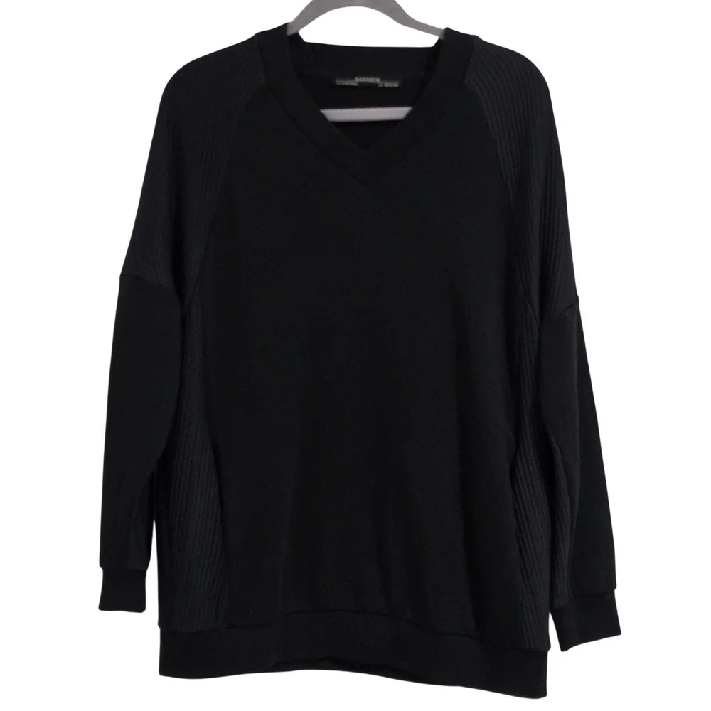 ALLSAINTS Nero Sweatshirt Men Sz Medium V Neck Long Sleeve Read